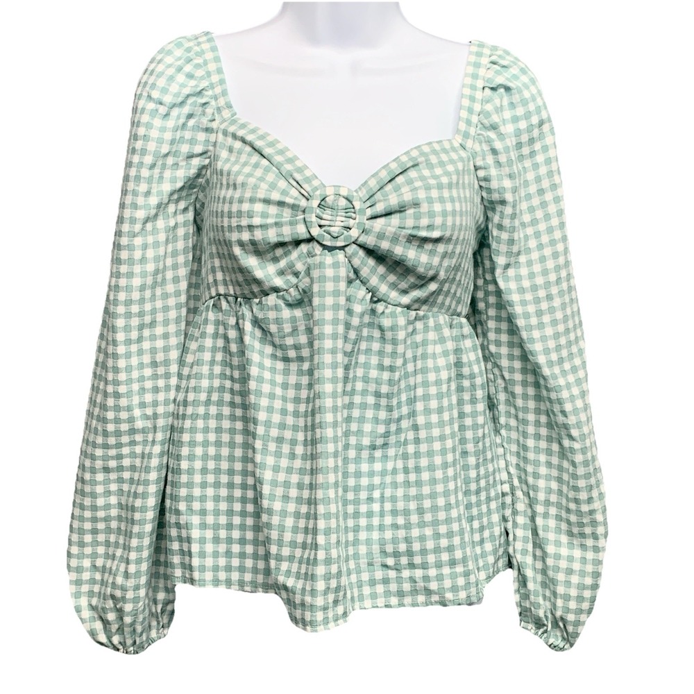 Coco Jaimeson Womens Top Small Gingham Babydoll Milk Maid Cottage‎ Renaissance